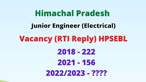 Himachal || Junior Engineer(Electrical) Vacancy Update 2022 !!(RTI) HPSEBL.