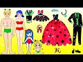 Paper Dolls Dress Up - Ladybug and Cat Noir Family Prom Costumes Handmade #2 - Barbie Story &amp; Crafts