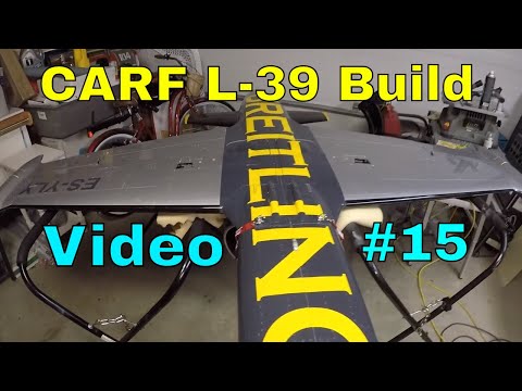 CARF L39 Build video #15.  Vinyl and gear doors complete.  On it's own legs for the first time.