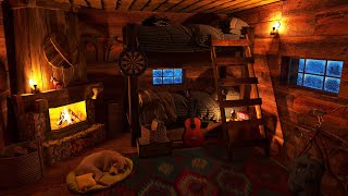 Deep Sleep in 3 Minutes - Cozy Winter Hut with Snow Storm Sounds, Snowfall, Wind Sound, Fireplace screenshot 3