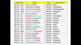 IPL 8 2015 Match Schedule screenshot 2