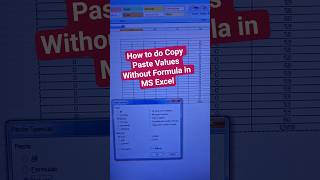 How to do Copy Paste Values Without Formula in MS Excel #shorts #youtubeshorts #msexceltutorial