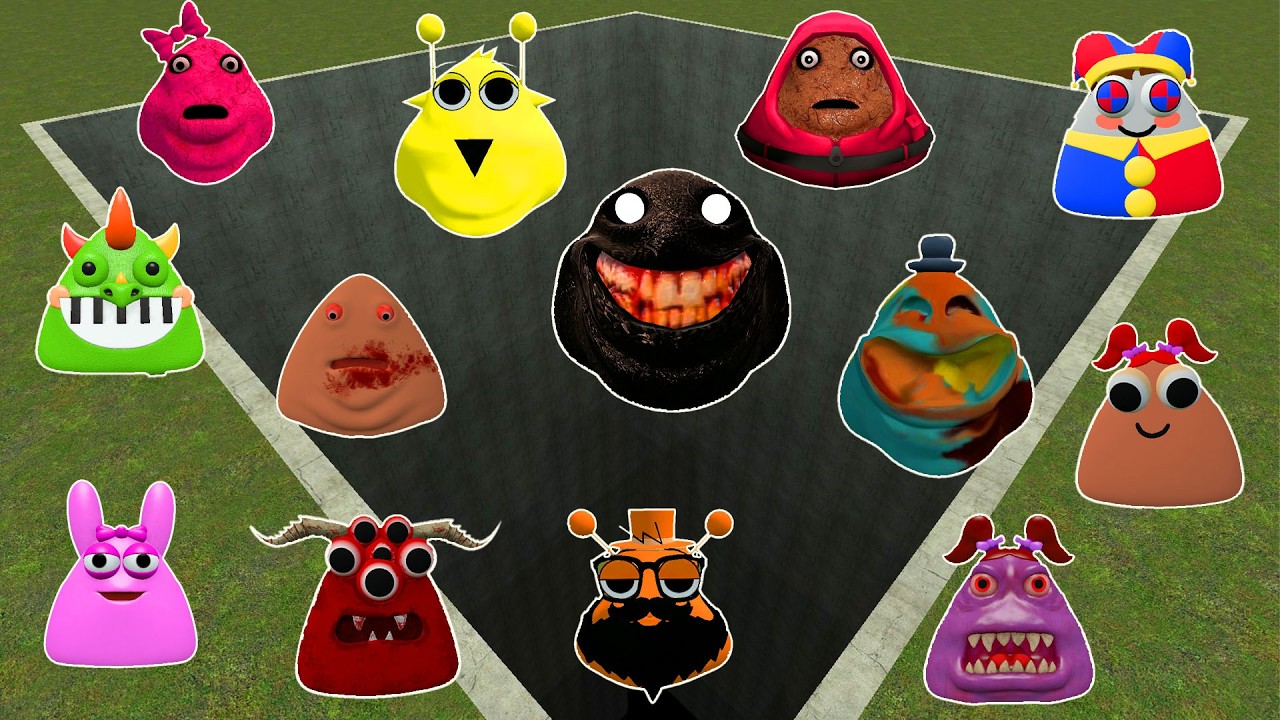 🕳️ALL NORMAL 3D POU BOUS REVENGE Monsters VS HORROR POU in BIG HOLE in Garrys Mod!!!