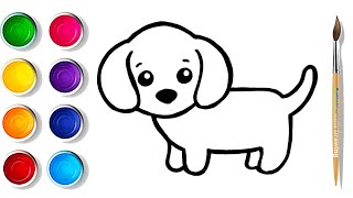 Cute Dog Drawing For Kids and Toddlers | Easy & Cute puppy drawing for kids