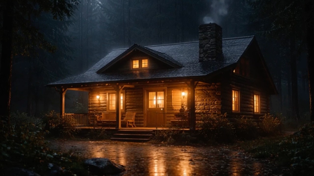 Cozy Rainy Cabin at Night 🔥 Rain Sounds & Crackling Fireplace | Deep Relaxation & Sleep