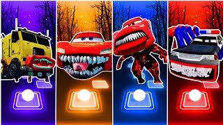 Truck Eater vs Lighting McQueen Eater vs McQueen Monster Eater vs Police Car Eater | Tiles Hop