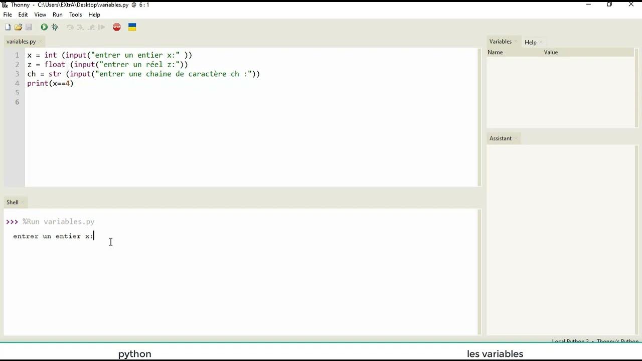 python les variables (Thonny ) - YouTube