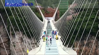 The longest and tallest glass bottomed bridge: Zhangjiajie Grand Canyon Glass Bridge, China
