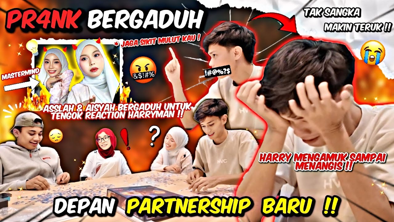 PRANK ASSLAH & AISYAH BERGADUH ?!! HARRY MENANGIS ! AIMAN CUBA LERAIKAN ASSLAH DAN AISYAH !!