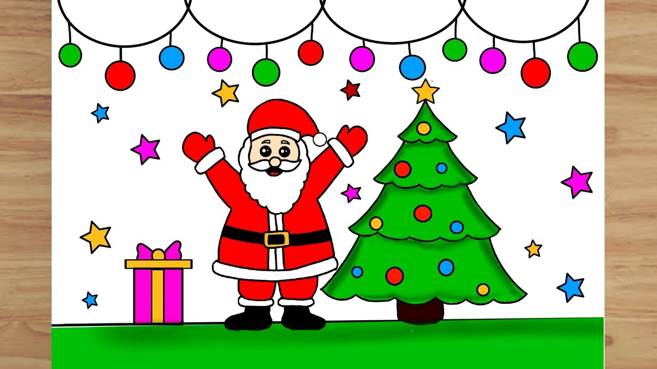 Merry Christmas Drawing easy | Santa Claus drawing | Christmas Day drawing | Christmas tree drawing