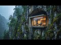 This man Built a SECRET HOUSE inside a CAVE — Building a house in the forest (ASMR)