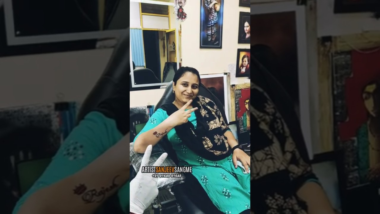 rajesh name tattoo on hand artist sanjeev sangme best tattoo studio in Bangalore