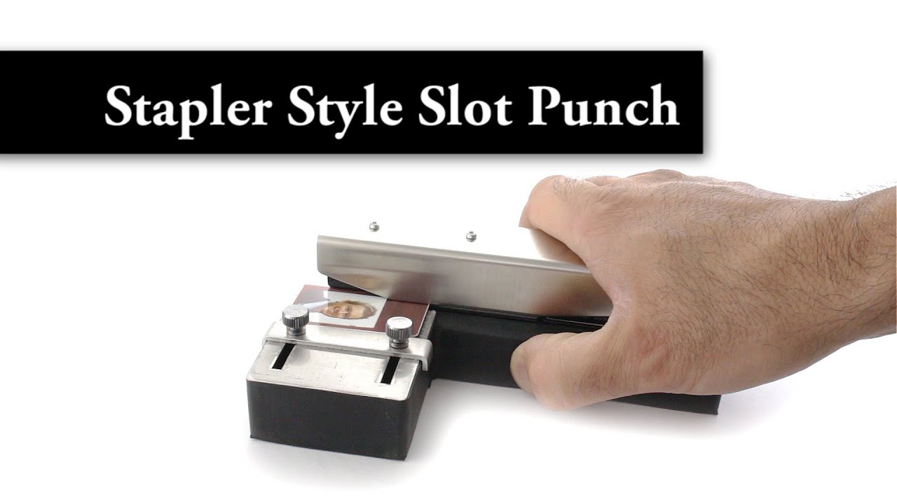 Stapler Style Slot Punch with Adjustable Centering Guide 