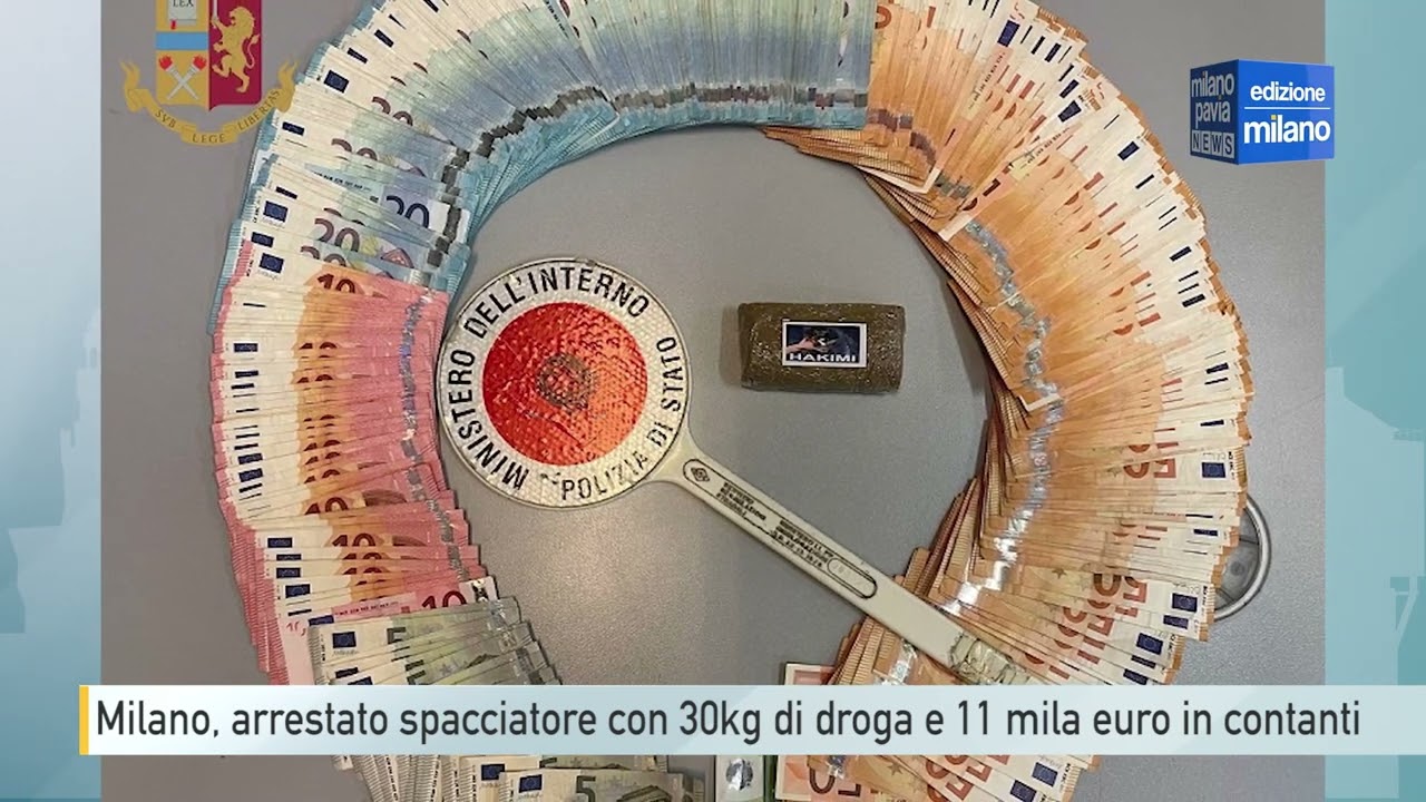 Milano, arrestato spacciatore con 30kg di droga e 11 mila euro in