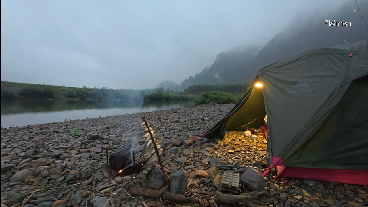 Alone in the Wild | Solo Fishing, Catch and Cook & Sleeping by the Stream (ASMR)