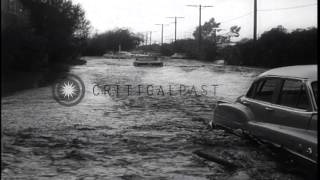 Houses and property damage caused by breaking of Baldwin Hills Reservoir in Los A...HD Stock Footage