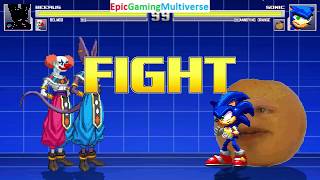 Beerus And Belmod VS Annoying Orange And Sonic the Hedgehog In A MUGEN Match / Battle