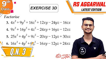 Rs Aggarwal Class 9 | Exercise 3D Q. 3 | Chapter 3 Factorisation of Polynomials | Md Sir Class 9