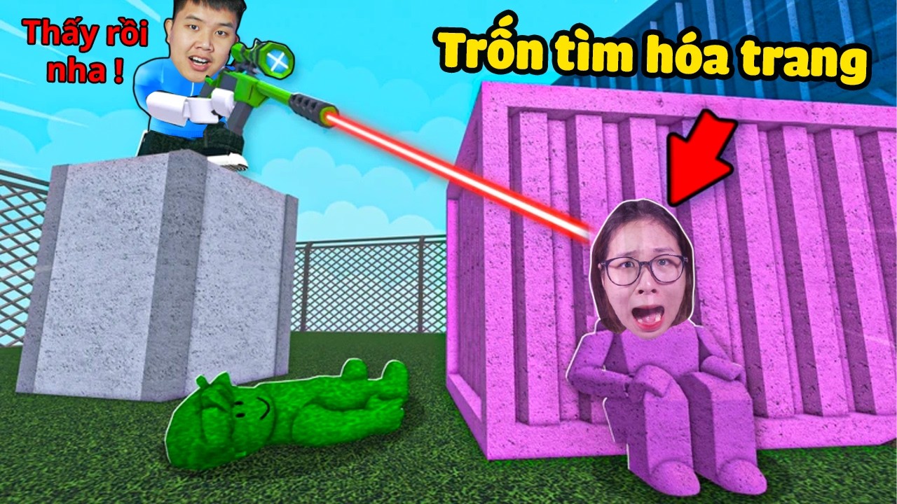 Trốn tìm hóa trang màu sắc thành các đồ vật siêu khó nhìn thấy bqThanh Bắn Ốc Trốn