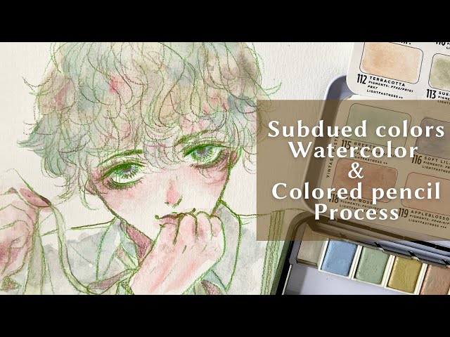 メイキング】くすみカラーでドローイング🌱水彩＆色鉛筆イラスト