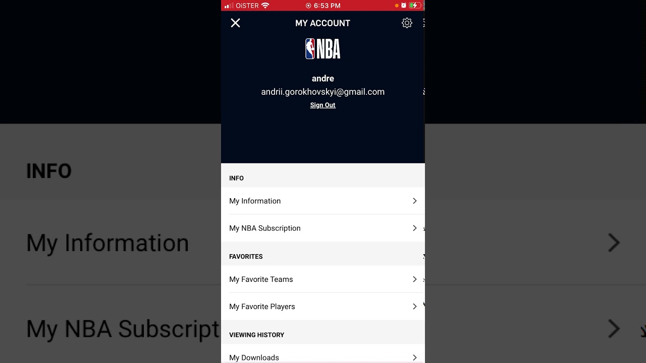 How to log out from NBA app?