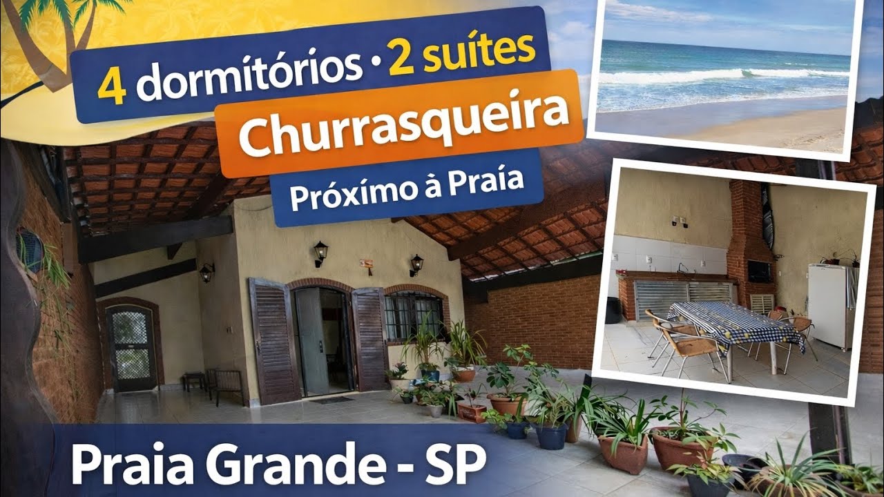 Oportunidade em Praia Grande - SP! Casa com 4 Dorms sendo 2 Suítes e Churrasqueira