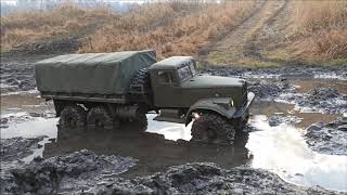 Kraz 255 Big heavy RC truck 1:10 scale first run in mud.