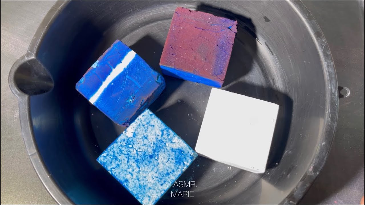 ASMR - Blue Dyed Gym Chalk , Reformed Gym Chalk and a fresh Block - YouTube