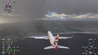 A320 British Airways landing at a stormy Newcastle International Airport  in Flight Simulator 2020