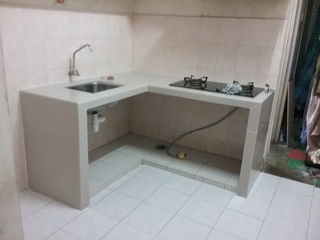 Buat Table Top Concrete Meja Dapur Konkrit Tile 2 Warna Putih Di Buat Table Top Di Kajang