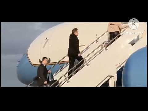 Elon Musk s awkward moment air force one tries to avoid looking at Karoline  usa #friend video 
