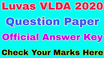 Luvas VLDA official answer key 2020  || VLDA answer key with Questions paper 2020 download Pdf