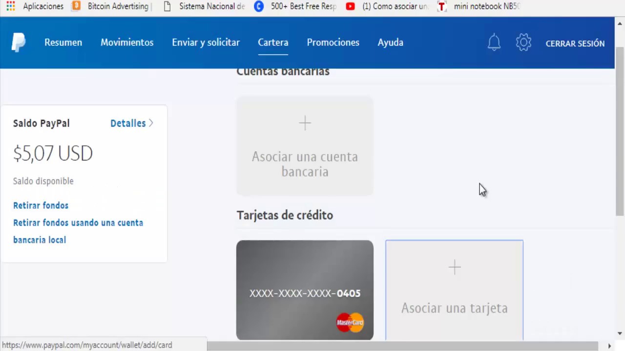 Procedimiento de verificación de una cuenta en PayPal