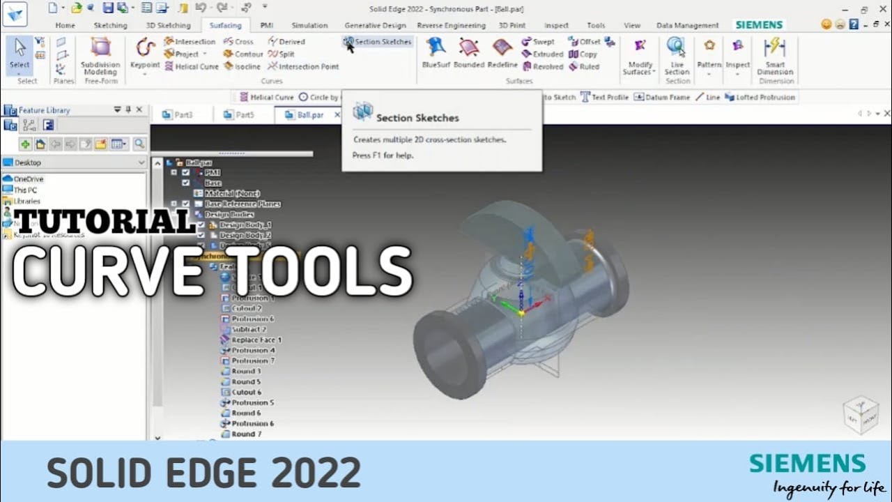 Solid Edge 2022 - Tutorial - Curve Tool