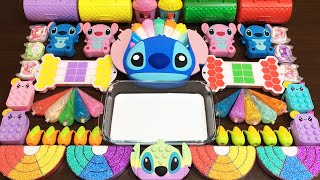 STITCH and FOAM RAINBOW Slime ! Mixing Random Things Into GLOSSY Slime !! ASMR Cocomelon slime