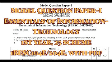 Essentials of Information Tech., Model Question Paper, 1BESC104E/204E, 25 scheme, with pdf