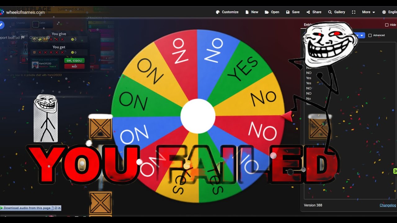 Stick Run Spin the Wheel Challenge | 10 NOs, 3 YES – 4X Your Items ...