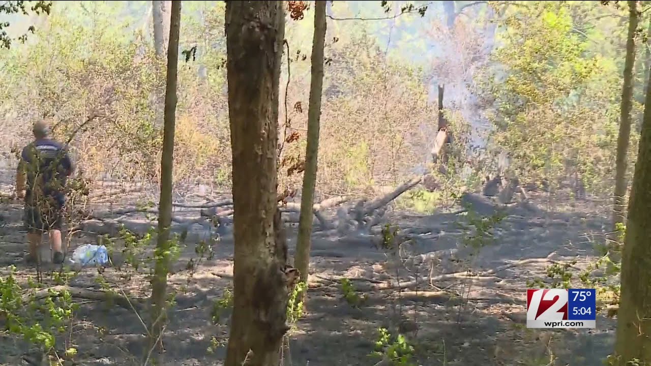 Brush fire breaks out in Attleboro amid Red Flag Warning - YouTube