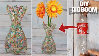 How to make flower vase with plastic bottle & Paper | Supper quicky & Easy | DBB screenshot 4