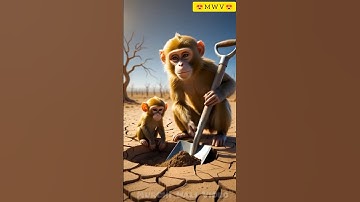 The monkey and his child planted a banana tree 😭 #ai #monkey #tree