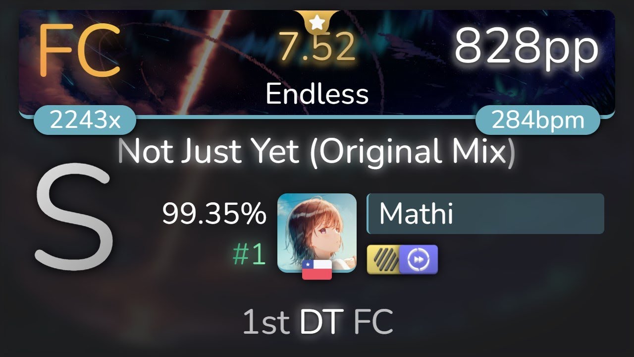 Mathi | Brookes Brothers - Not Just Yet [Endless] 1st +HDDT FC 99.35% {#1 828pp FC} - osu!