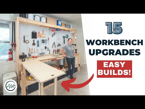 15 easy workbench improvements upgrading the garage workbench adding storage