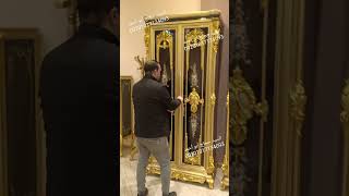 احدث موبليات دمياط ٢٠٢٣ غرفه نوم ملوكى ضخمه خشب زان نقش يدوى صبغ ذهبى واسود حديثه