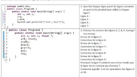 Correction des exercices JAVA -niveau débutant