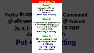 ing के सभी Rules सीखे , Ing Rules , Ing Spelling Rules , English Grammar , ing ke niyam