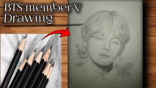 How to draw BTS member V | V drawing kaise banaye 💜