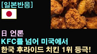 [일본반응] 日 언론, &quot;KFC를 넘어 미국에서 한국 후라이드 치킨 1위 등극&quot;