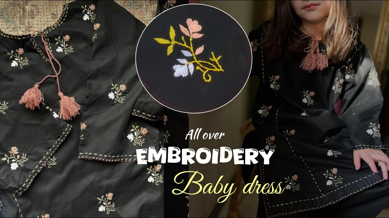 All over embroidery design on baby dress,Hand embroidery baby dress ...