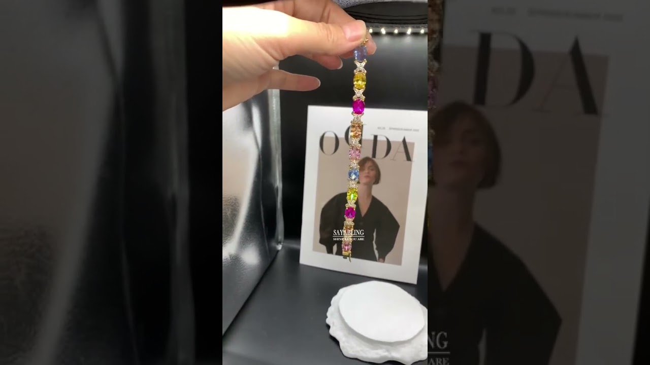 Sayabling Oval Cut Multi-Color Sapphire Statement Bracelet