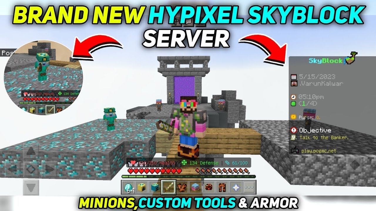 New Hypixel Like Skyblock Server Released For Minecraft Pe!! - YouTube